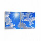 Olla 15543K2Y Gökyüzü Bulut Görseli Kare 2'li Yatay Kanvas Tablo (Ölçü: 65X30)