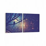 Olla 14738K2Y Gece Gökyüzü Görseli Kare 2'li Yatay Kanvas Tablo (Ölçü: 145X70)
