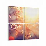 Olla 10737K4 Ağaç Görseli Kare 4'lü Kanvas Tablo (Ölçü: 65X65)
