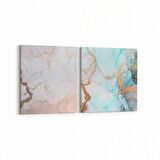 Olla 16680K2Y Mermer Desen Görsel Kare 2'li Yatay Kanvas Tablo (Ölçü: 125X60)