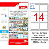 Tanex Lazer Etiket TW-2014 99,1x38,1 mm
