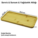 Bambu Dikdörtgen Sunum Tabağı Yağdanlık Altlığı Servis Tabağı 23 cm x 12 cm