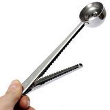 Paslanmaz Çelik Çay Kahve Bitki Çayı Mutfak Ölçü Kaşığı ve Paket Klipsi Silver