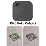 Siyah Kare Koku Önleyici Gider Kapağı Siyah İstiridye Şekilli Sabunluk ve Siyah Lavabo Gider Koruyucu Şık ve Fonksiyonel 3lü Banyo Mutfak Seti