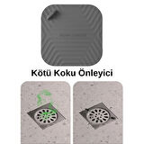 Gri Kare Koku Önleyici Gider Kapağı Gri İstiridye Şekilli Sabunluk ve Gri Lavabo Gider Koruyucu Şık ve Fonksiyonel 3lü Banyo Mutfak Seti