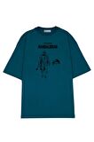 Unisex Oversize T-shirt The Mandalorian Grogu And Mando Line Art