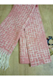 Omuz Şalı - Atkı Yumuşak, Pofidik Beyaz Pembe  Kışlık , Sıcak  45 X 185