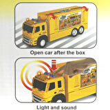Kız Erkek Çocuk Oyuncak Sürtmeli Sesli ve Işıklı İş Makinesi Taşıyıcı Sarı Tır Kız Erkek Çocuk Oyunc