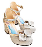 Elsa Kız Çocuk Parlak Simli Topuklu Abiye Ayakkabı