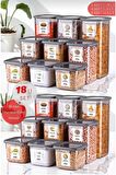 18'li Set Etiketli, Kırılmaz Kare Erzak Saklama Kabı Antrasit X6 1,75 Lt/1,2 Lt/0,5 Lt