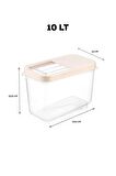 3'lü Multibox 10 Lt Bakliyat Saklama Kabı - Kayar Kapaklı Erzak Saklama Kabı Un Kabı Krem