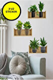 Raflı Bitki Tasarımlı Yapışkanlı Sticker 20*30 Cm 3lü Set Mc-663