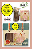 2'li Premium Beslenme Kutusu ve 530 ML Su Matarası Pembe