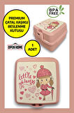 Premium Beslenme Kutusu 4 Bölmeli  Little Princess Pembe