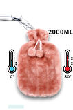 2 Litre Ponponlu Yumuşak Peluş Sıcak Su Torbası Pembe