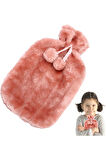 2 Litre Ponponlu Yumuşak Peluş Sıcak Su Torbası Pembe