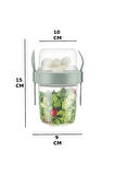 1 ADET Diyet & Kahvaltı için Çatal & Kaşıklı Kapaklı Yoğurt Müsli Salata Meyve Saklama Kabı - 800 ml