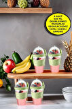 4 ADET Diyet & Kahvaltı için Çatal & Kaşıklı Kapaklı Yoğurt Müsli Salata Meyve Saklama Kabı - 600 ml