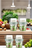 4 Adet Diyet & Kahvaltı Için Çatal & Kaşıklı Kapaklı Yoğurt Müsli Salata Meyve Saklama Kabı - 800 ml