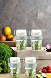 4 Adet Diyet & Kahvaltı Için Çatal & Kaşıklı Kapaklı Yoğurt Müsli Salata Meyve Saklama Kabı - 800 ml