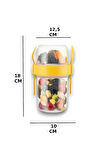 2 ADET Diyet & Kahvaltı için Çatal & Kaşıklı Kapaklı Yoğurt Müsli Salata Meyve Saklama Kabı - 1100ml