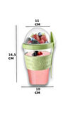 1 ADET Diyet & Kahvaltı için Çatal & Kaşıklı Kapaklı Yoğurt Müsli Salata Meyve Saklama Kabı - 600 ml
