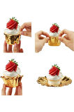 25 Adet Muffin-Cupcake Kalıbı Yağ Geçirmez Pişirme Kalıpları Doğum Günü, Düğün, Noel için (Altın)