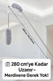 1 Adet 280 Cm Uzayabilir Mikrofiber Yumuşak Başlıklı Toz Alma Püskülü Gri Renk Temizlik Fırçası
