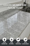 Gri Mermer Desenli Kendinden Yapışkanlı Su Geçirmez Tezgah Kaplama Folyo – Parlak Yüzey 60x500 CM 