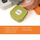 Mini Takı Kutusu Ayna ve 4 Bölmeli Seyahat Düzenleyici – Kolye, Küpe, Yüzük Saklama Kutusu Yeşil