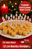 50’li Yılbaşı Kardan Adam Figürlü 12 cm Bambu Kürdan – Pasta Cupcake Süsleme Çubuğu Seti