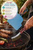 2’li Mangal Seti Izgara Temizleme Fırçası Tel + Yelpaze Kömür Üfleme Barbekü Aksesuarı