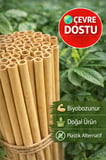 200 Adet Bambu Pipet 9mm x 20cm Kalın Smoothie Pipeti Doğal Çevre Dostu 