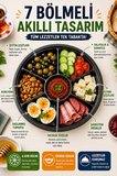 7 Bölmeli Kahvaltı Meze Kabı Kapaklı 26 cm Tek Kullanımlık Salata Sunum ve Paket Servis Kabı Seti