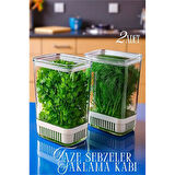 Yeşillik Saklama Kabı - Taze Yeşillik İçin - Soğan Maydanoz vb Yeşillik Saklama 2'li set