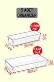 5 adet Organizer Seti Modüler Düzenleyici 1 Kepçelik 4 Kaşıklık Boyutu Set