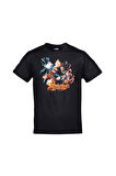Unisex Siyah Dragon Ball Legends Baskılı T-Shirt