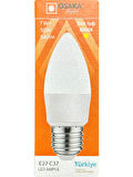 (2 Adet) Osaka 7W (50W) 3000K (Sarı) E27 Duylu (Kalın Duy) Mum Led Ampul
