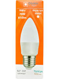 (2 Adet) Osaka 9W (70W) Beyaz Işık E27 Duylu (Kalın Duy) Led Ampul