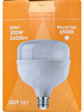 (8 Adet) Osaka 50W (300W) Beyaz Işık E27 Duylu (Kalın Duy) Led Torch Ampul