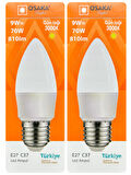(2 Adet) Osaka 9W (70W) Sarı Işık (3000K) E27 Duylu (Kalın Duy) Led Mum Ampul
