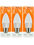 (3 Adet) Osaka 9W (70W) Sarı Işık (3000K) E27 Duylu (Kalın Duy) Led Mum Ampul