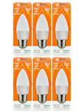 (6 Adet) Osaka 9W (70W) Sarı Işık (3000K) E27 Duylu (Kalın Duy) Led Mum Ampul
