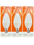 (3 Adet) Osaka 9W (70W) Sarı Işık (3000K) E14 Duylu (İnce Duy) Led Mum Ampul