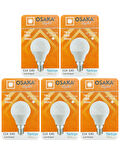 (5 Adet) Osaka 7W (50W) Beyaz Işık E14 Duylu (İnce Duy) Led Mini Ampul
