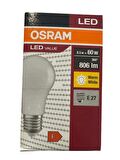 Osram 8.5W (60W) Sarı Işık E27 Duylu Klasik Led Ampul (5 Adet)