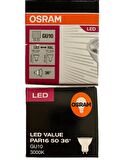 Osram 4.5W (50W) 3000K (Sarı Işık) GU10 Duylu Par16 Led Spot (8 Adet)