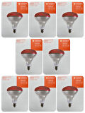 (8 Adet) Osram Ledvance 150W (Kırmızı Işık) İnfrared Isıtıcılı Lamba E27 Duylu (Kalın Duy)