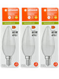 (3 Adet) Ledvance 4,9W (40W) 2700K (Sarı Işık) Dim Edilebilir E14 Duylu (İnce Duy) Led Mum Ampul