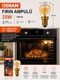 (2 Adet) 25W E14 Fırın Ampulü 300°C Isıya Dayanıklı Sarı Işık